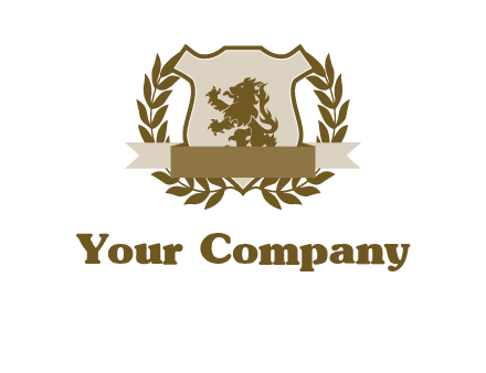 lion on shield logo with a wreath