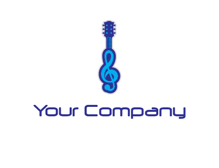 guitar with music notes logo