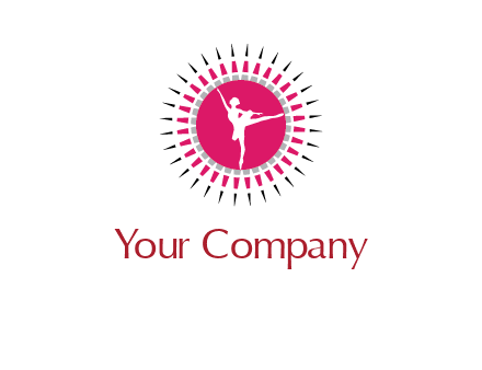 dancing ballerina in fancy pointy circle arts logo icon