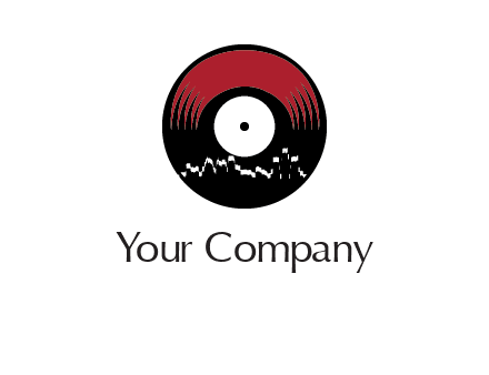 zigzag lines on music record logo illustration