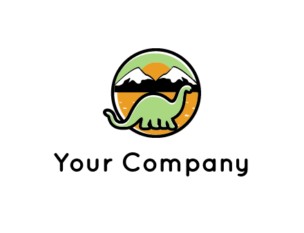 dinosaur with mountains and the sun in the background