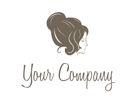 woman head with hair bun beauty logo icon