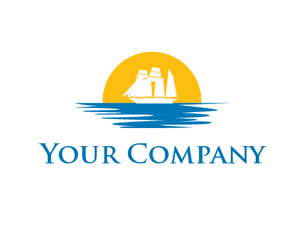 sun behind ship with sea