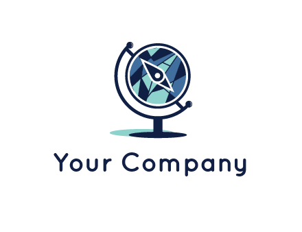 polygonal globe with compass arrow