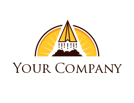 circle behind paper plane with smoke