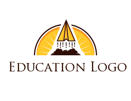 circle behind paper plane with smoke