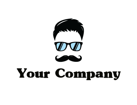 negative spacing with moustache and hair wearing sunglasses