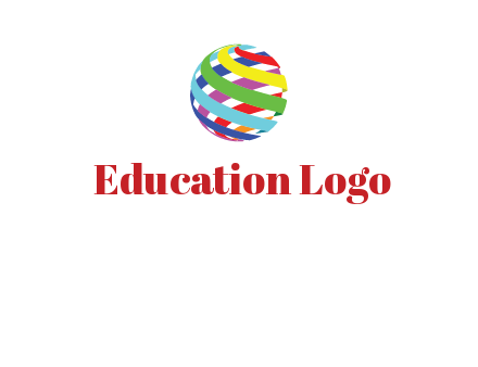 colorful ribbons wrapped in globe 