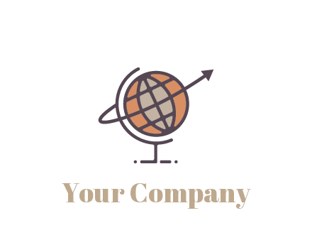 line art globe with arrow on swoosh