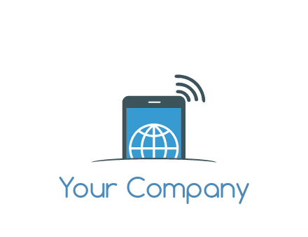 digital globe in mobile phone with signals 