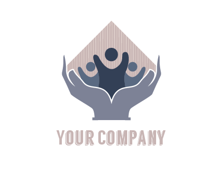 rhombus and people icon in hands