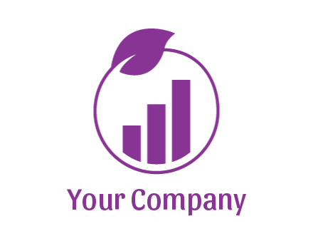 bar graph in circle with leaf