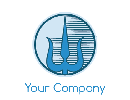 trident with lines in circle frame