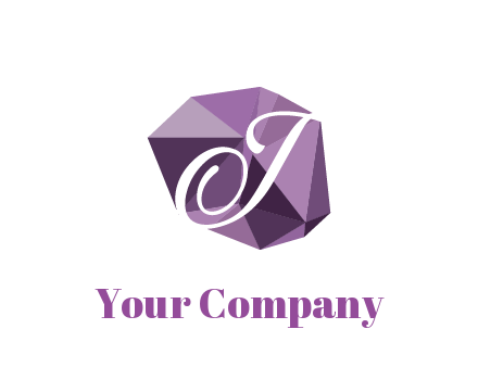 script letter T in polygonal diamond 