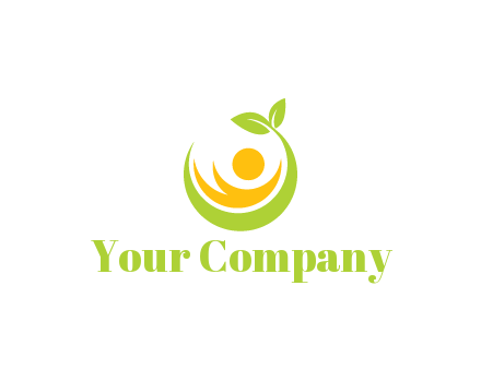 abstract figure and swoosh with leaves