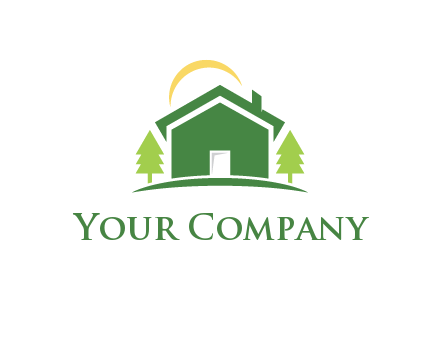 sun above house and trees