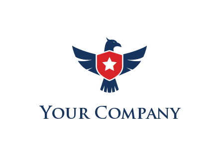 eagle behind shield with star