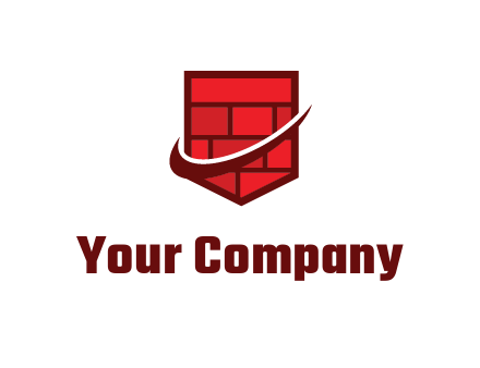 swooshes with brick pattern shield