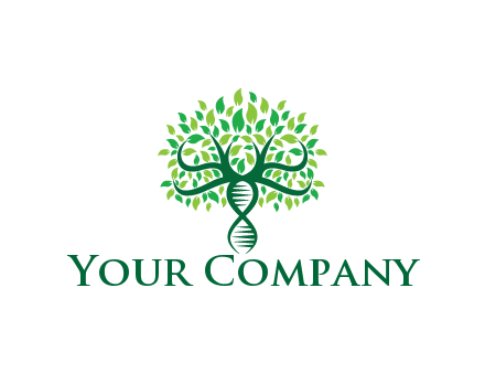 DNA strand with leaves forming tree