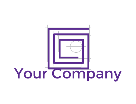 abstract square spiral with crosshair