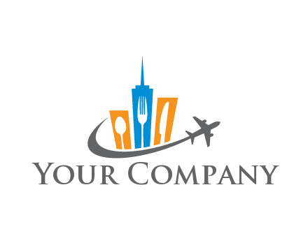 negative spacing utensils in skyscrapers with swoosh and airplane