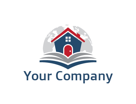 globe behind house with book