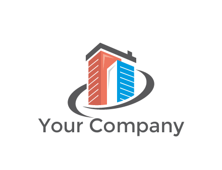 abstract skyscrapers with swoosh