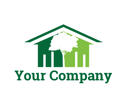abstract house with negative spacing of tree home logo
