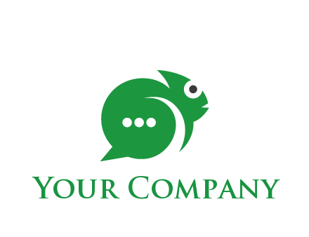 abstract chameleon with text bubble communication logo