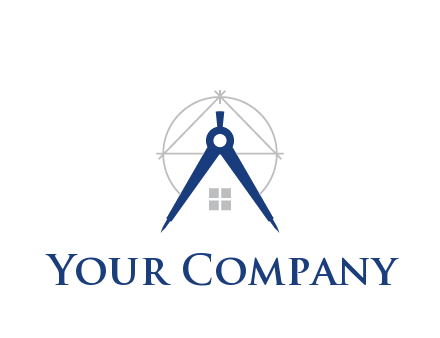 abstract house with compass construction logo
