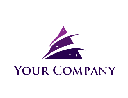 gradient triangle with swoosh and stars cleaning logo