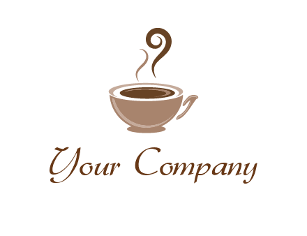 fancy coffee cup with steam beverage logo