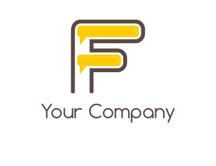 letter f incorporated with speech bubbles logo