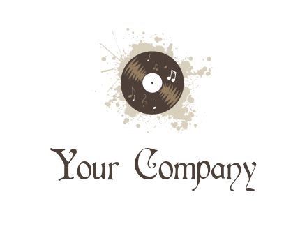 disc with music notes and splatter logo