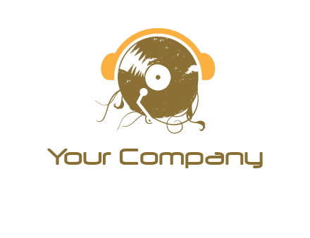 disc with headphones music logo