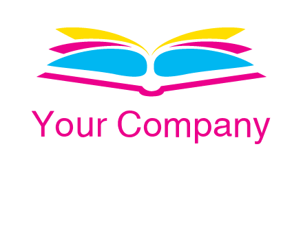 horizontal colorful open book printing logo