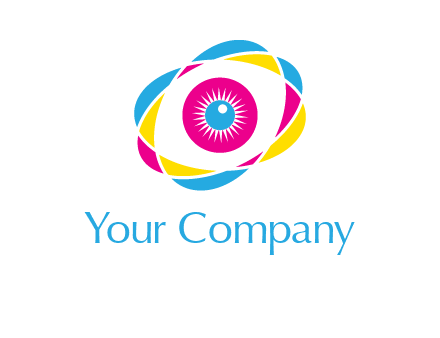 colorful abstract oval eye in center printing logo