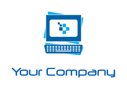 pixel in monitor and keyboard IT logo