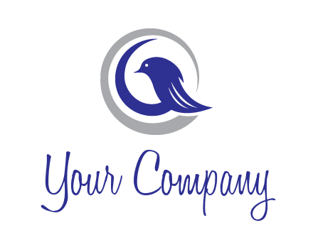 bird in circle with feather animal logo