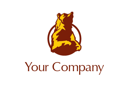half body bear in circle animal logo