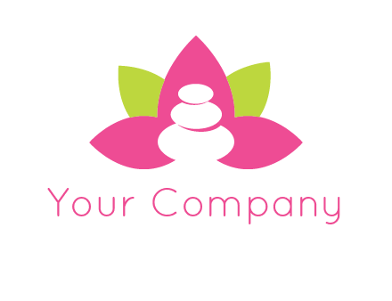 spa logo with hot stones inside leaves or lotus