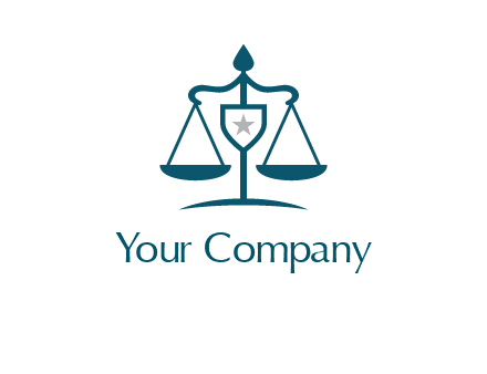 legal justice system logo with a star and scale