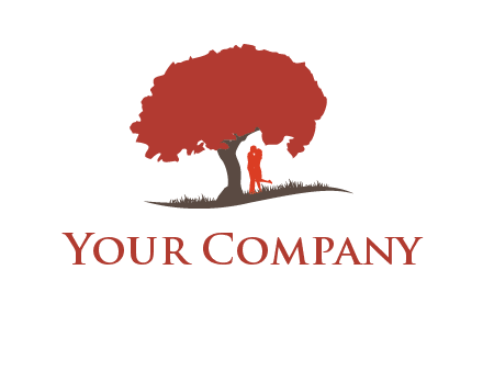couple kissing under a tree logo