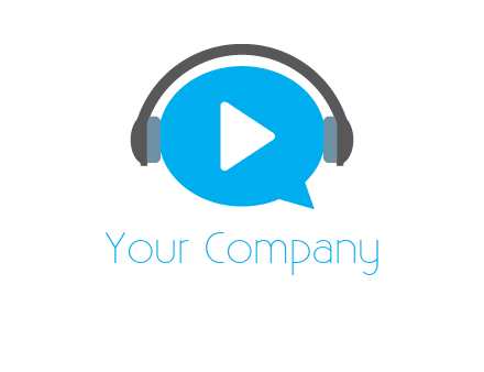 play button wearing headphones logo