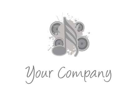 music note inside the splash with speakers logo