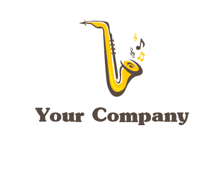 abstract saxophone with music notes logo