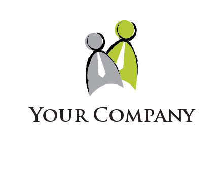 two abstract persons with tie logo