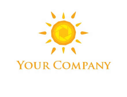 camera shutter inside abstract sun logo