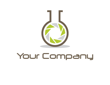 lens inside chemical flask icon