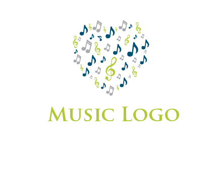heart shaped music notes logo icon